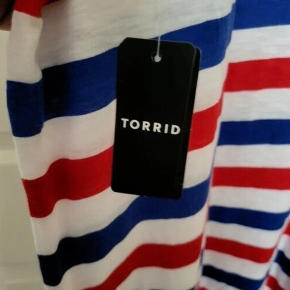 Torrid Heritage Slub High Neck striped red white and blue 4th July Tank Size 2 - Picture 7 of 9
